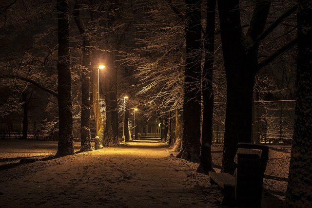 nocna Bystrica sneh park zima